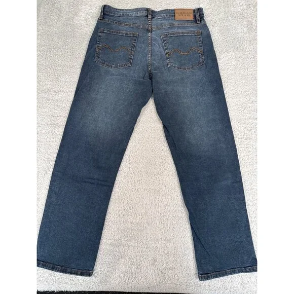 Urban Star Mens 34 Straight Leg Denim Jeans Dark Wash Outdoors Heavy Work - Picture 7 of 9